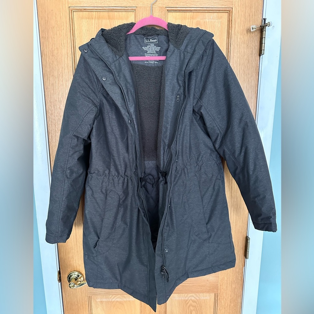 L.L.Bean women’s large charcoal gray fully lined waterproof jacket